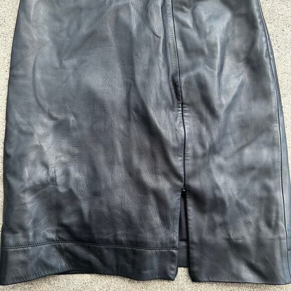 Diane Von Furstenberg Rita Two All Over Black Leather Dual Zip Skirt Size 4 - Picture 4 of 6